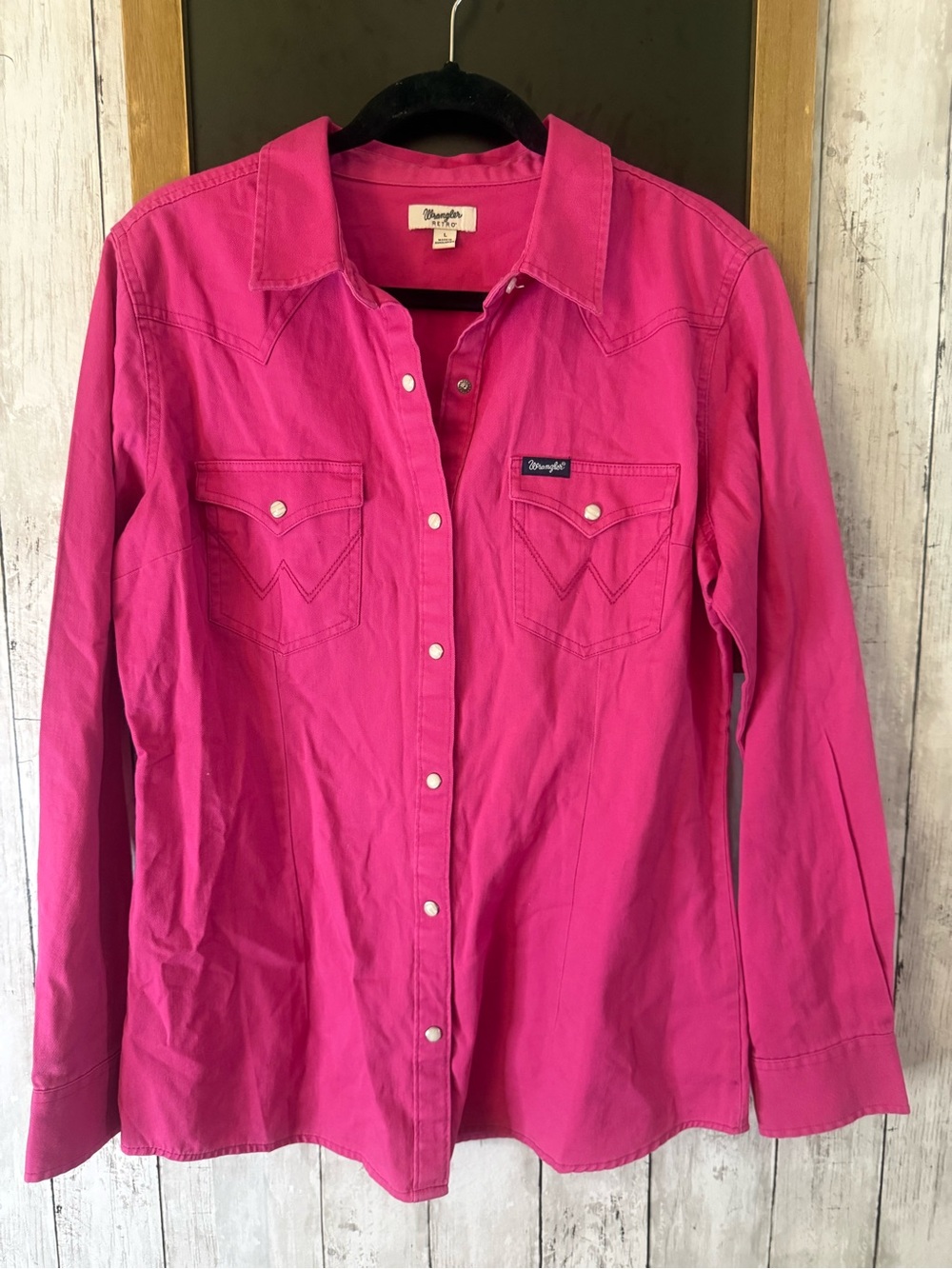 Wrangler Retro Long Sleeve Pearl Snap Shirt XL western equestrian cowgirl pink
